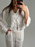 Two-Piece Front-Tie Linen Set